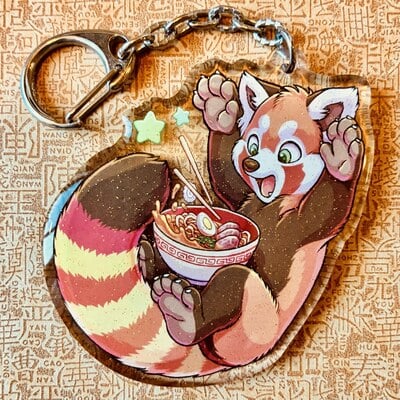 Red panda ramen keychain