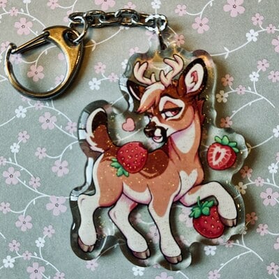 Deer strawberry keychain