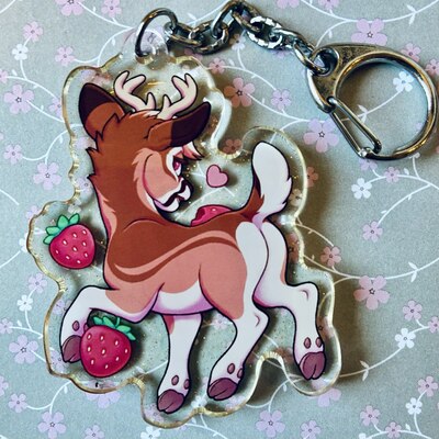 Deer strawberry keychain