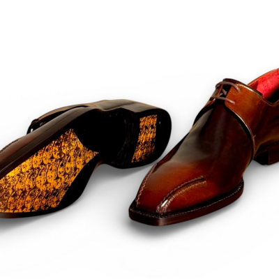 Crafted leather handmade men brown calf leather oxford lace up dress shoes - Thumbnail 3