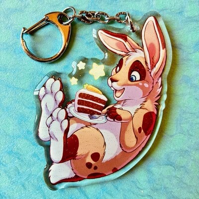Bunny carrot cake keychain (large)
