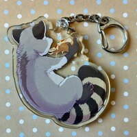 Raccoon Pizza Keychain (Large) - Thumbnail 1