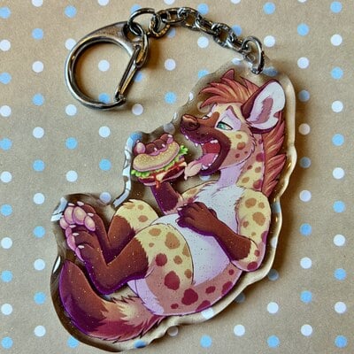 Hyena burger keychain 