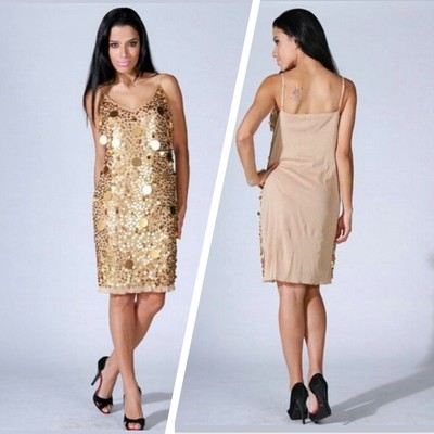 Gold sequin cocktail dress