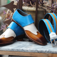 Crafted Leather Handmade Tri Tone Leather Monk Strap Dress Shoes - Thumbnail 1