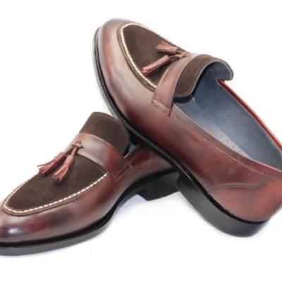 Crafted leather made to order brown leather tassel loafers men dress shoes - Thumbnail 5