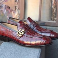 Crafted Leather Handmade Crocodile Shoes, Men Alligator Moccasin Loafers Shoes - Thumbnail 2