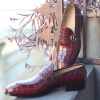 Crafted Leather Handmade Crocodile Shoes, Men Alligator Moccasin Loafers Shoes - Thumbnail 1