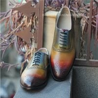 Crafted Leather Handmade Patina Leather Lace up Dress Shoes - Thumbnail 2