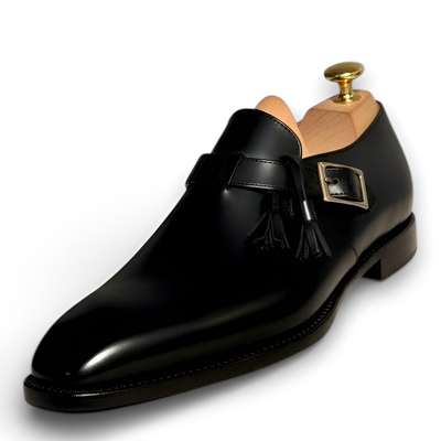 Crafted leather handmade black monk strap dress shoes - Thumbnail 2