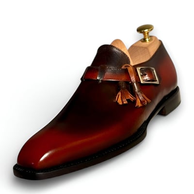 Crafted leather handmade brown monk strap dress shoes - Thumbnail 4