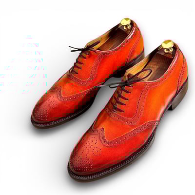 Crafted leather handmade men’s brown oxford wing tip brogue dress lace up shoes - Thumbnail 3