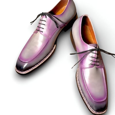Crafted leather classic purple patina leather oxford lace up dress shoes - Thumbnail 4