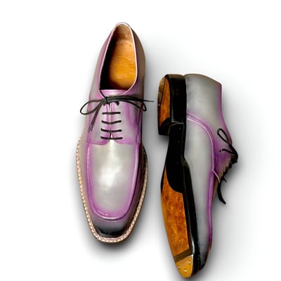 Crafted leather handmade purple patina calf leather oxford lace up dress shoes - Thumbnail 3