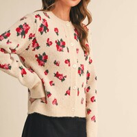 Abstract Floral Cardigan - Thumbnail 1