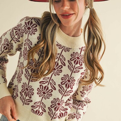 Floral crop sweater