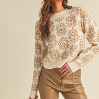 Floral Crop Sweater - Thumbnail 1