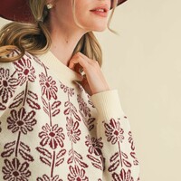 Floral Crop Sweater - Thumbnail 2