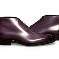 Crafted Leather Handmade Purple Patina Leather Chukka Ankle High Boot - Thumbnail 1