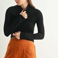 Mock Neck Long Sleeve Top - Thumbnail 1