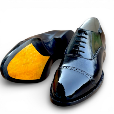 Crafted leather handmade black leather oxford lace up dress shoes - Thumbnail 3