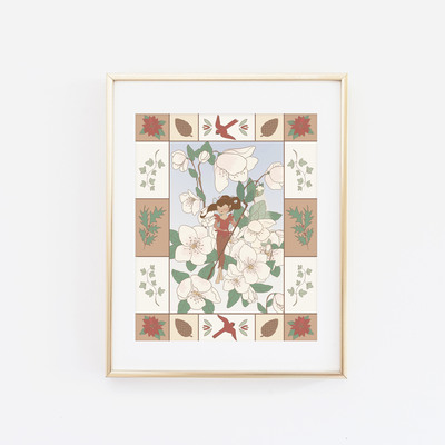 Fairy in the flowers - winter print