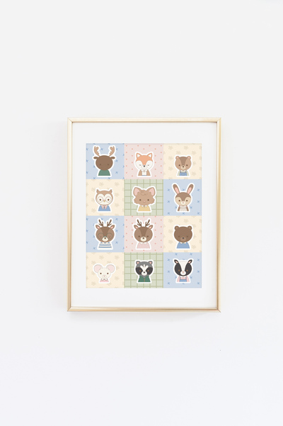 Quilted Woodland Critters Print