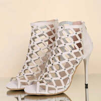 Dance Shoes High Heels Women Ballroom Latin Tango Dancing Boots Soft Soles Cut-Outs Party Dance Shoes Open ToesZipper - Thumbnail 2