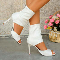 Summer New Sandal Boots Round Head Fine High Heel Women Boots Fish Mouth Shoes Black Plus Size 43 Sandals - Thumbnail 2