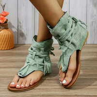 Women's Sandals  New Retro Sandals Gladiator Ladies Clip Toe Vintage Boots Casual Tassel Rome Fashion Summer Woman Shoes - Thumbnail 3