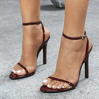 Liyke Wine Red Ankle Strap Designer Sandals  Summer Fashion Open Toe Thin High Heels Wedding Banquet Shoes Women Sandalias - Thumbnail 3