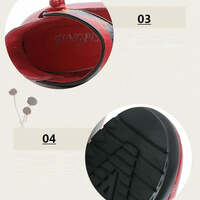 High quality Pumps Shoes Women's Red Leather Woman Comfortable Small Pressure Pumps Ladies Low Heels Crossdresser Shoes Mom - Thumbnail 2