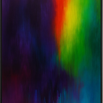 Spectrum cascade - abstract drip painting in rainbow gradient