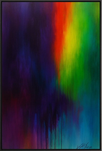 Spectrum Cascade - Abstract Drip Painting in Rainbow Gradient