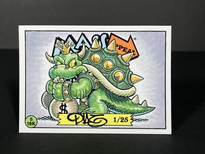 King Koopa Parody Mass Appeal Original Limited Edition Hand Painted Watercolor Sketch Card