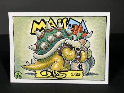 Bowser Parody Mass Appeal Original Limited Edition Hand Painted Watercolor Sketch Card