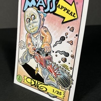 Eminem Slim Shady Hockey Mask Parody Mass Appeal Original Limited Edition Hand Painted Watercolor Sketch Card - Thumbnail 2