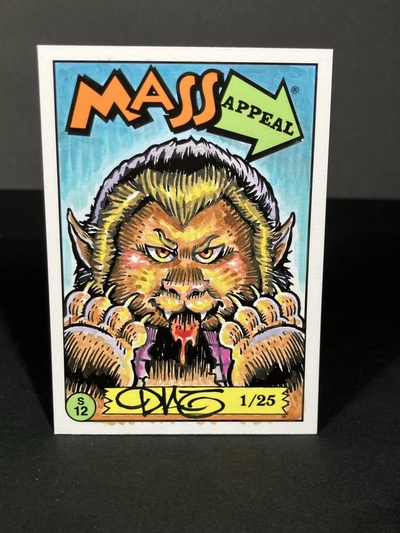 Werewolf Wolfman Parody Mass Appeal Original Limited Edition Hand Painted Watercolor Sketch Card