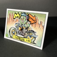 Zombie Biker Parody Mass Appeal Original Limited Edition Hand Painted Watercolor Sketch Card - Thumbnail 1