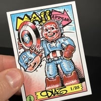 Captain America vs Red Skull Parody Mass Appeal Original Limited Edition Hand Painted Watercolor Sketch Card - Thumbnail 4