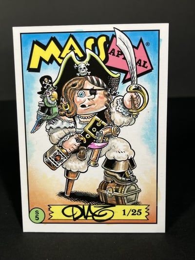 Pirate Girl Parody Mass Appeal Original Limited Edition Hand Painted Watercolor Sketch Card