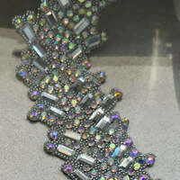 1 Yard DIY Iron on rhinestone chain for women belet appliques cloths hot fix crystal wedding party dress patches - Thumbnail 1