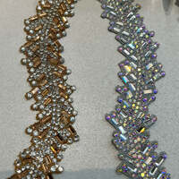 1 Yard DIY Iron on rhinestone chain for women belet appliques cloths hot fix crystal wedding party dress patches - Thumbnail 4