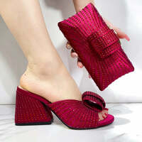 2024 New fashionable Designed Soild Color Elegant Shoe Bag Classic Style African Women's Round Toe High Heels For Wedding Party - Thumbnail 1