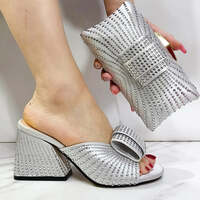 2024 New fashionable Designed Soild Color Elegant Shoe Bag Classic Style African Women's Round Toe High Heels For Wedding Party - Thumbnail 2