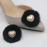 Fluffy Pompom Shoe Clip Fashion Replacement Detachable Charm Buckle Mink Hair Clamp Decorative Clip Wedding - Thumbnail 1