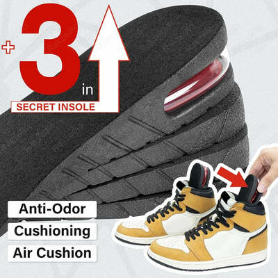 Height Increase Insoles for Men Women Heel Shoe Lift Insert Air Cushion Heightening Insoles Adjustable Shock Absorbing Foot Pad