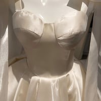 Champagne Satin Short A-Line Prom Party Dress - Thumbnail 3