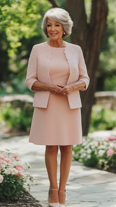 Pink Sheath Short Lace Mother of Bride/Groom Dress Evening Formal Gowns 