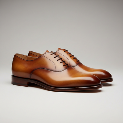 Crafted Leather Handmade Men Wholecut Brown Patina Leather Oxford Lace up Dress Shoes